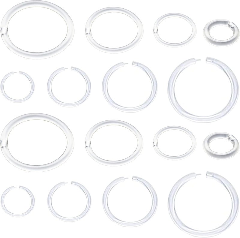 Melimarry Anti-Allergy Unisex Plastic Hoop Ear Retainers, 20-16 Gauge Clear Nose Rings, with Buckle, Comfortable and Hypoallergenic for Sensitive Ears & Skin (18 Gauge) - Image 1